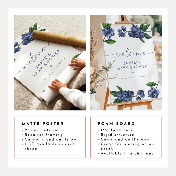 JAMIE Blueberry Baby Shower Welcome Sign
