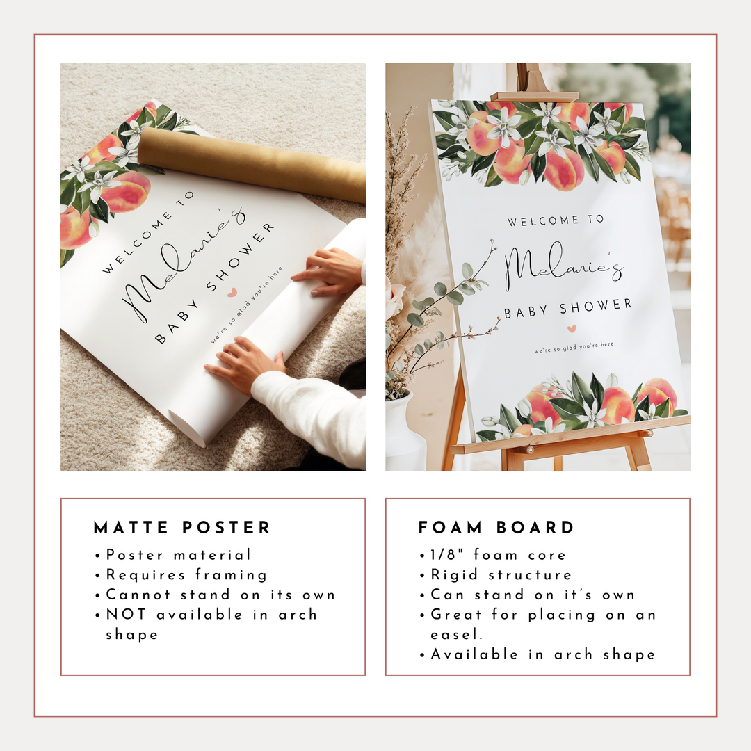 SAVANNAH Little Peach Baby Shower Welcome Sign