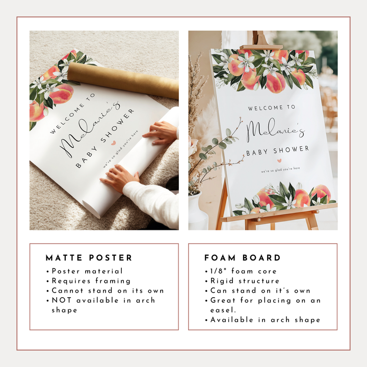 SAVANNAH Little Peach Baby Shower Welcome Sign
