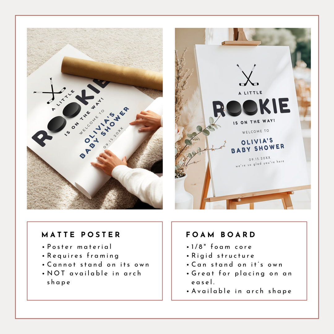 WAYNE Little Rookie Hockey Puck Baby Shower Welcome Sign