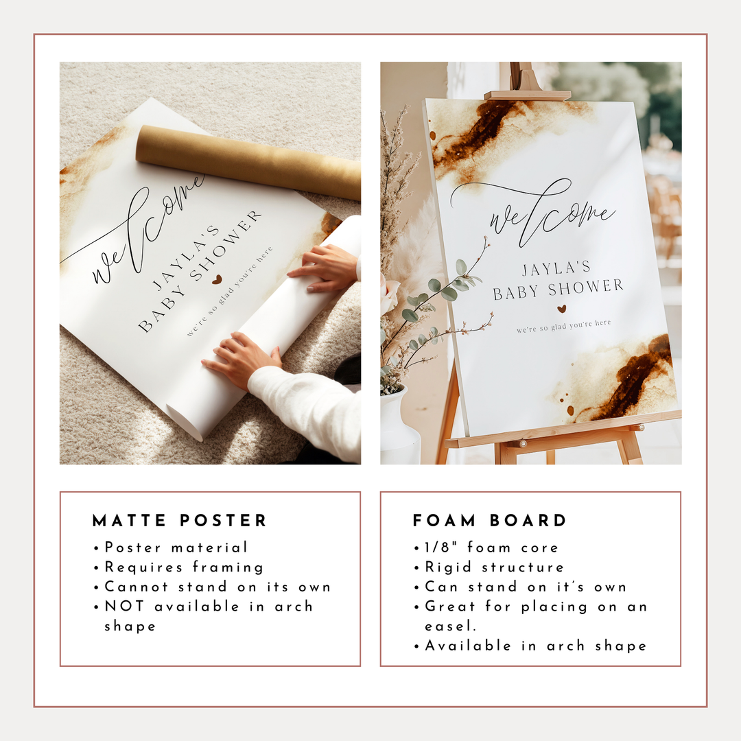 JAYLA Modern Rust Desert Baby Shower Welcome Sign