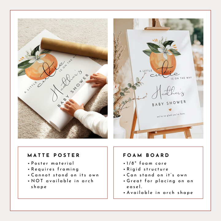 CALLIOPE Little Cutie On the Way Clementine Baby Shower Welcome Sign