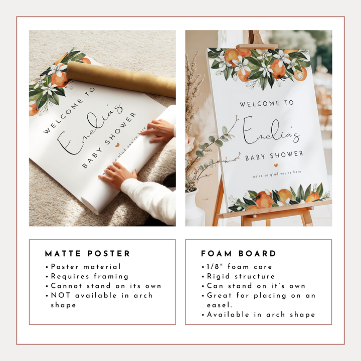 CALLIOPE Clementine Little Cutie On the Way Baby Shower Welcome Sign