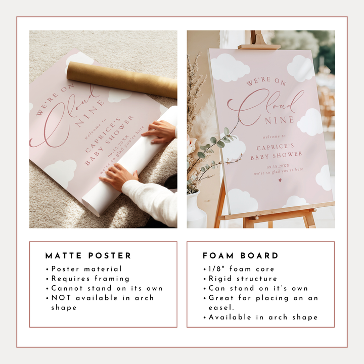 CAPRICE Pink On Cloud Nine Baby Girl Baby Shower Welcome Sign