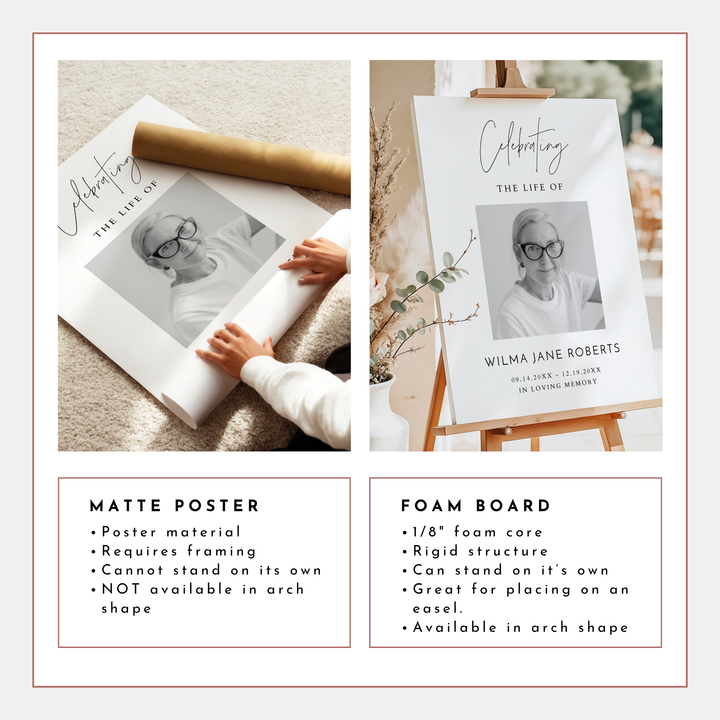 HARLOW Celebrating Life Of Minimalist Black & White Memorial Funeral Welcome Sign