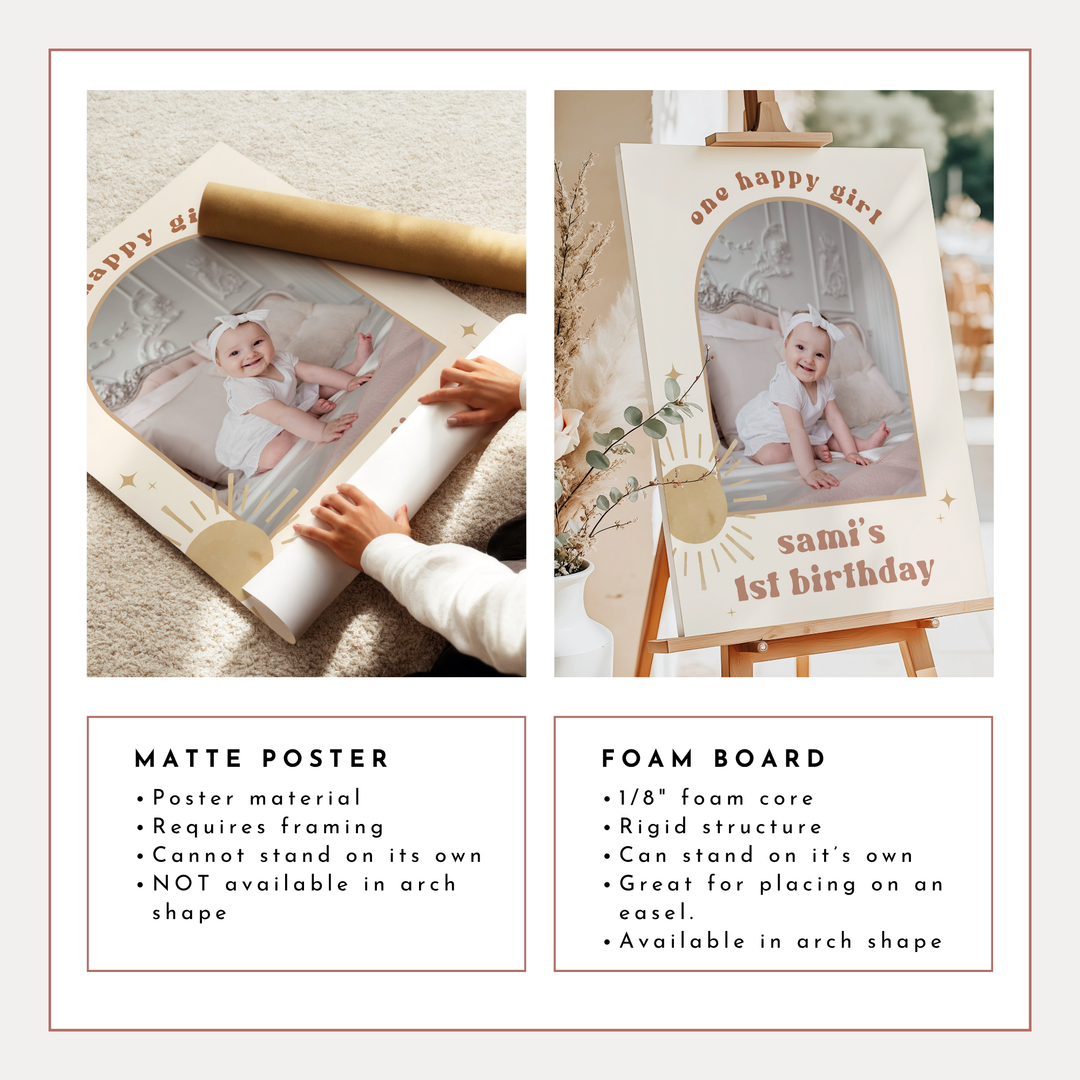 BODHI One Happy Girl Retro Boho Sun First Birthday Party Welcome Sign