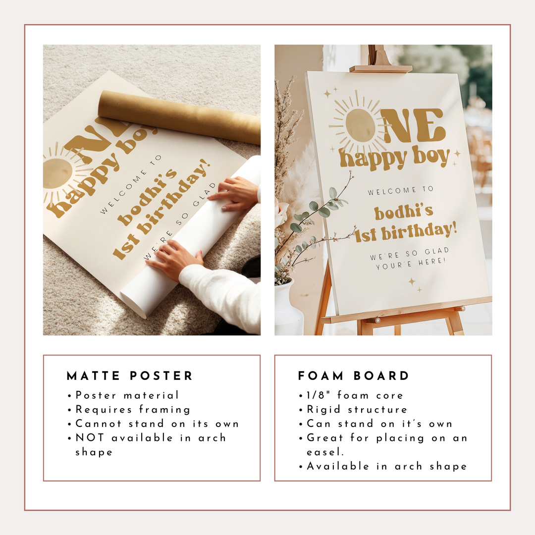 BODHI One Happy Boy Retro Boho Sun First Birthday Welcome Sign