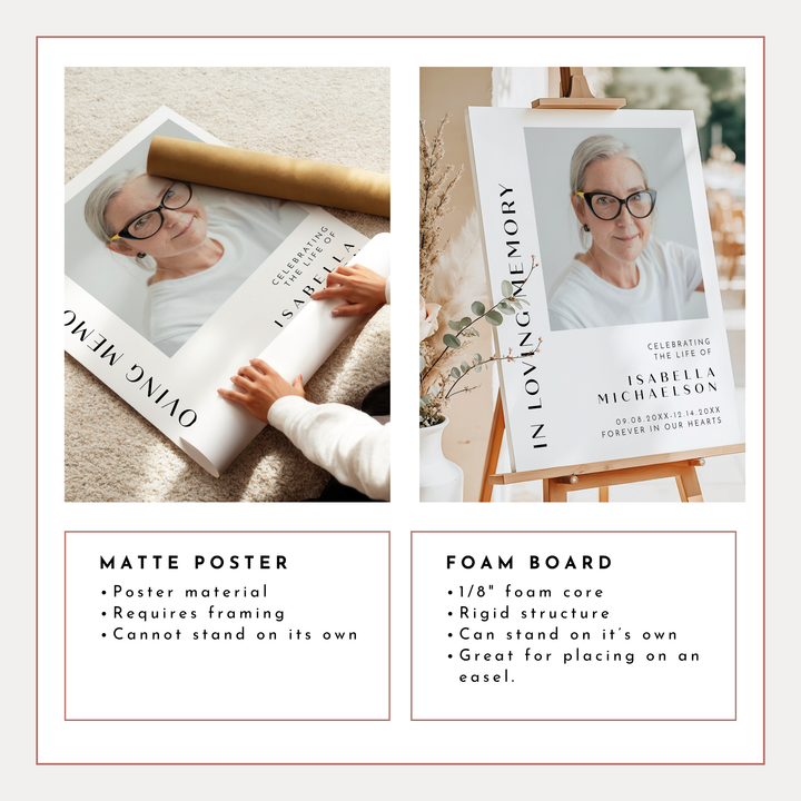 ZARA In Memory Of Minimalist Memorial Funeral Welcome Sign