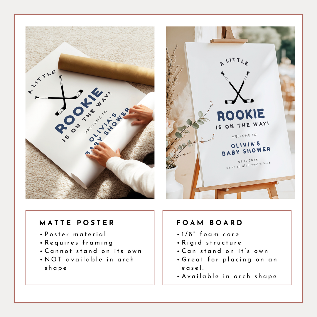 WAYNE Little Rookie Hockey Baby Shower Welcome Sign