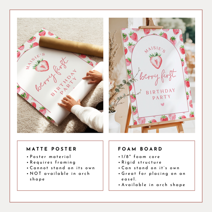 MAISIE Berry First Birthday Strawberry 1st Birthday Party Welcome Sign