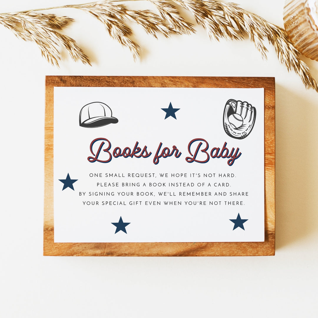 BARRY Little Slugger Baseball Baby Shower Books for Baby Insert Card
