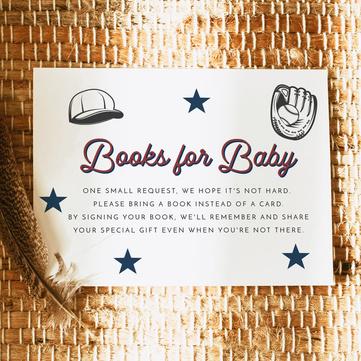 BARRY Little Slugger Baseball Baby Shower Books for Baby Insert Card