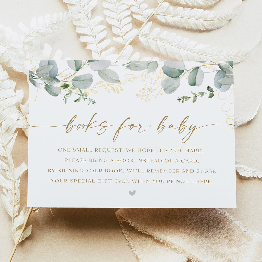 CALIA Sweet Greenery & Gold Elegant Baby Shower Invitation Set