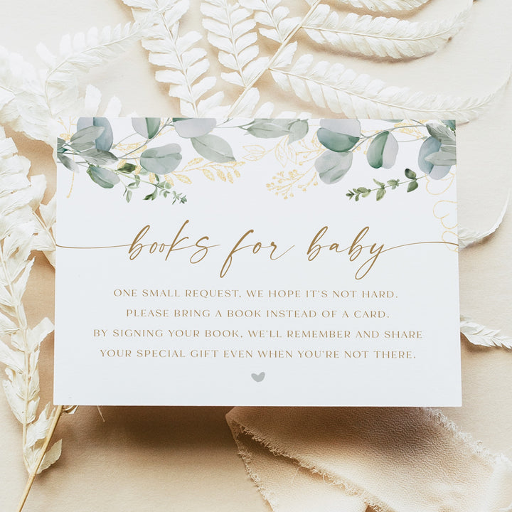 CALIA Sweet Greenery & Gold Elegant Baby Shower Invitation Set