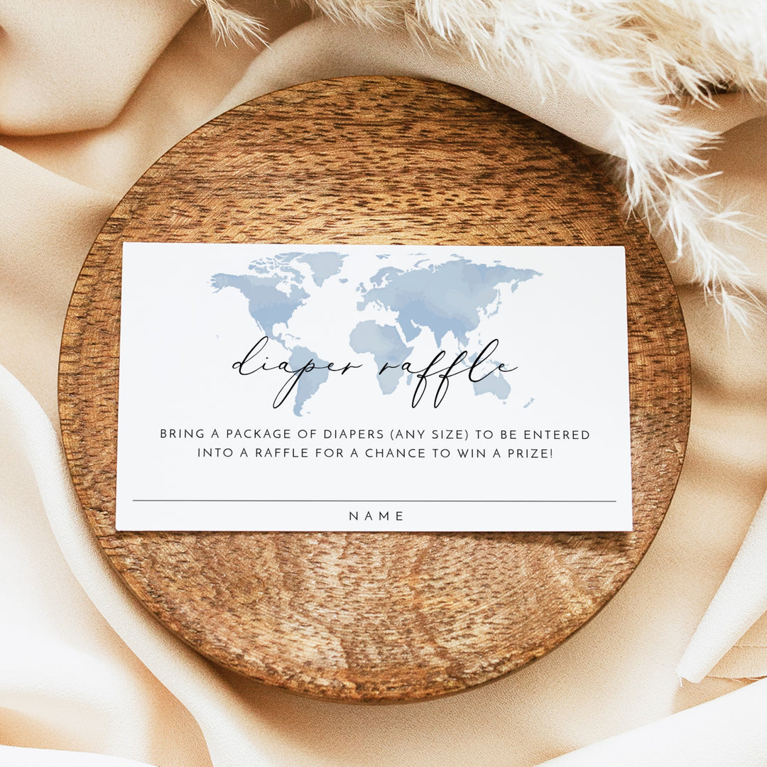 CARMEN Little Explorer Blue World Map Baby Shower Invitation Suite