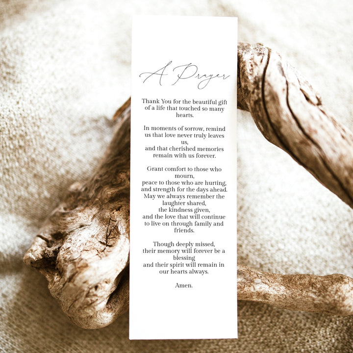 CHLOE Black & White Modern Minimalist Unlaminated Memorial Prayer Bookmark