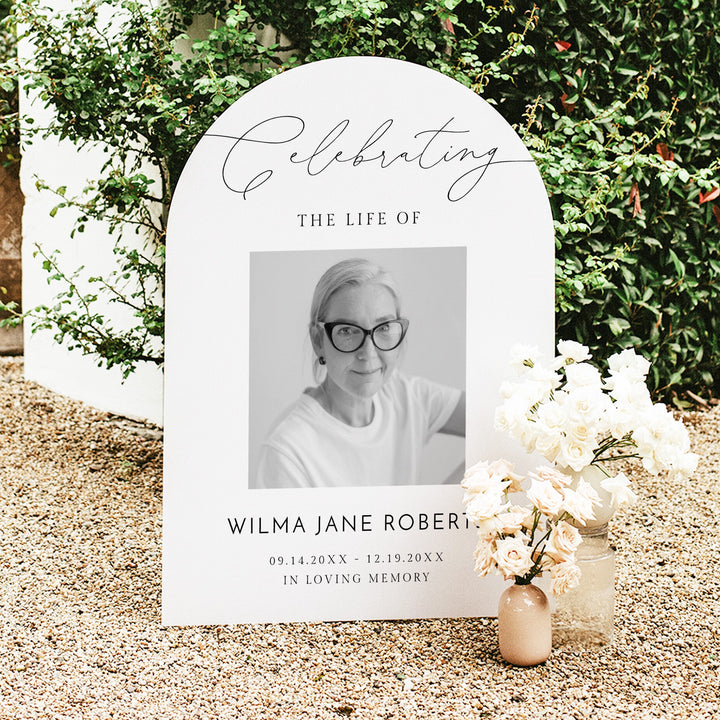 CHLOE Celebration of Life Black & White Memorial Funeral Welcome Sign