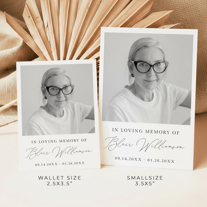 CHLOE In Loving Memory Back & White Memorial Prayer Card with Photo