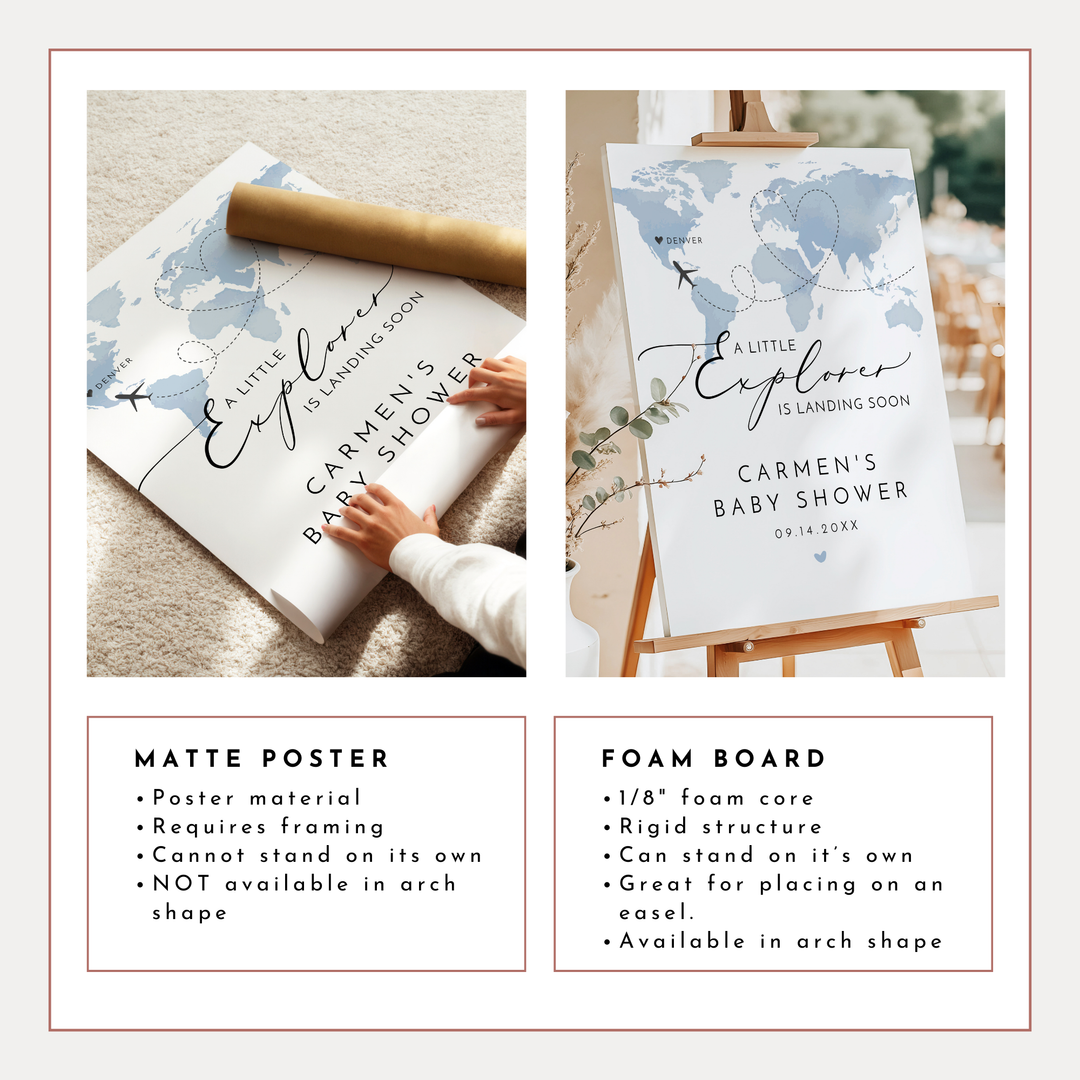 CARMEN Map Explorer Baby Shower Welcome Sign