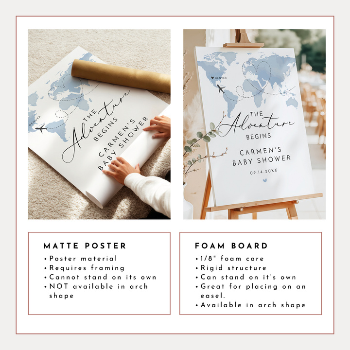 CARMEN Blue Map Adventure Begins Baby Shower Welcome Sign