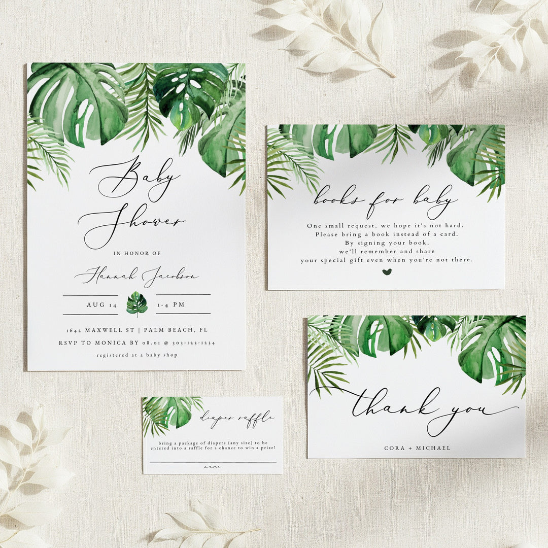 CORA Tropical Palm Baby Shower Invitation Suite