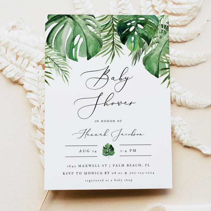 CORA Tropical Palm Baby Shower Invitation Invitation