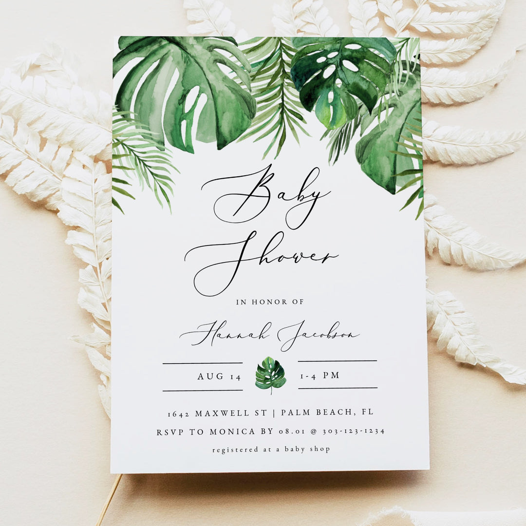 CORA Tropical Palm Baby Shower Invitation Suite
