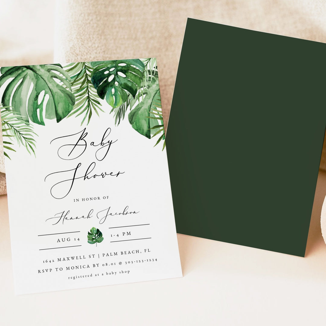 CORA Tropical Palm Baby Shower Invitation Invitation