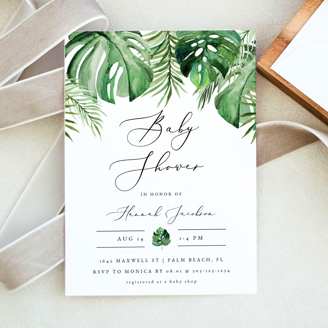 CORA Tropical Palm Baby Shower Invitation Invitation