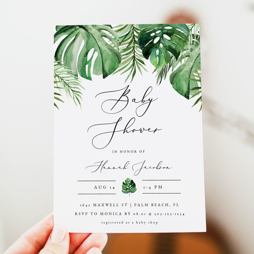 CORA Tropical Palm Baby Shower Invitation Invitation