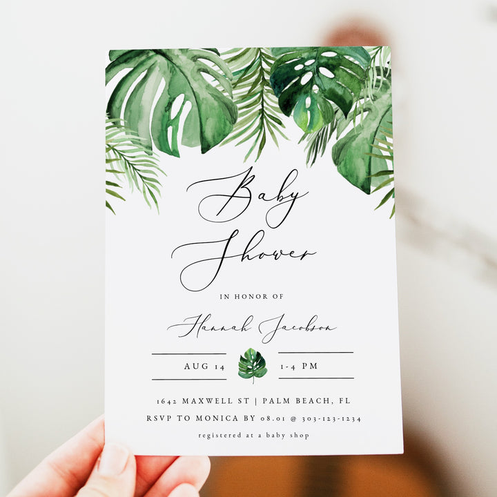 CORA Tropical Palm Baby Shower Invitation Invitation
