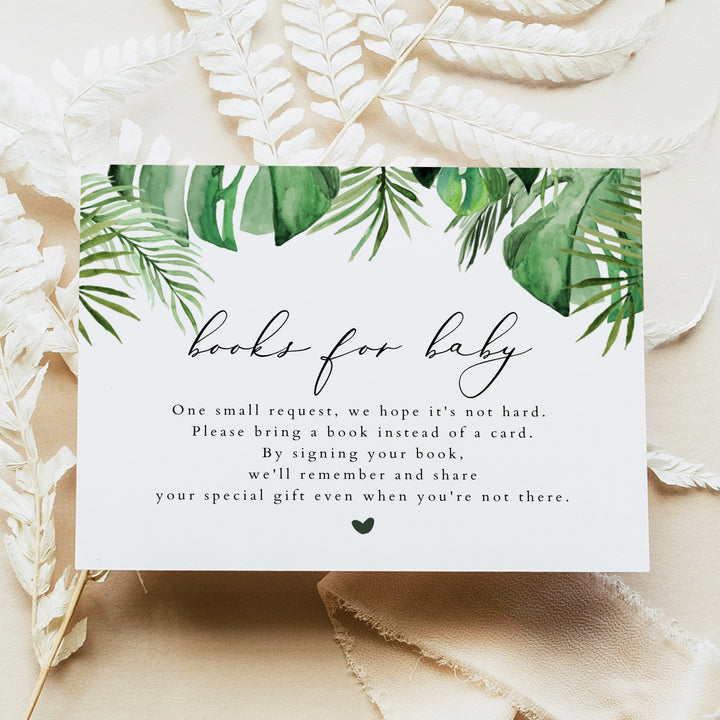 CORA Aloha Baby Tropical Palm Baby Shower Books for Baby Invitation Insert