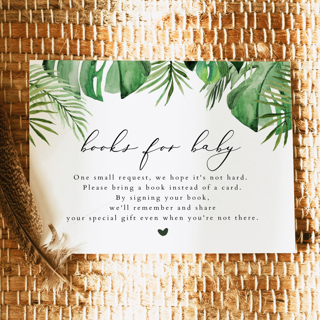 CORA Aloha Baby Tropical Palm Baby Shower Books for Baby Invitation Insert