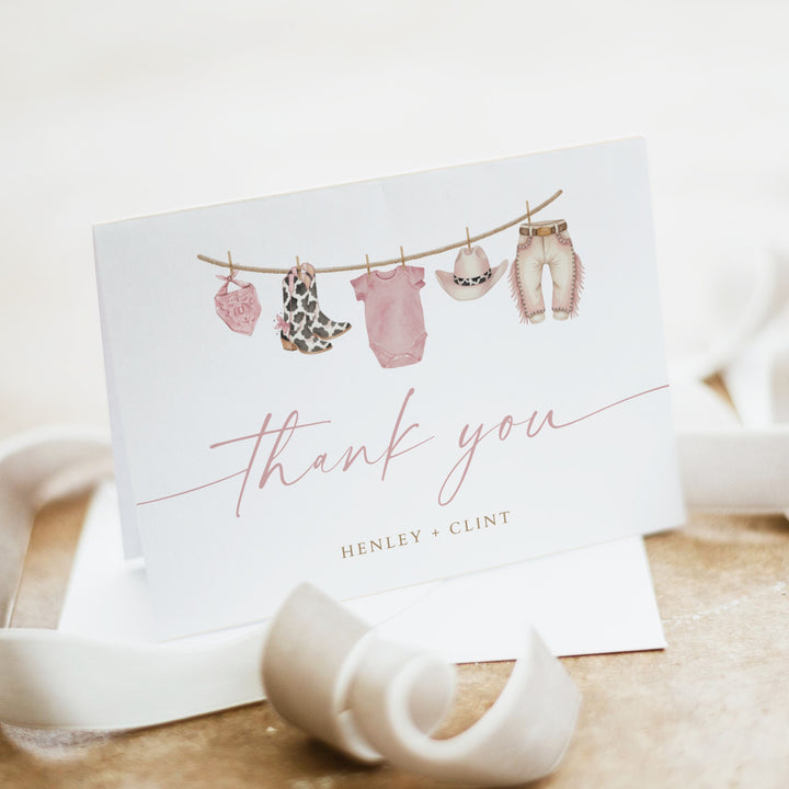 DOLLIE Little Cowgirl On the Way Personalized Western Thank You Cards