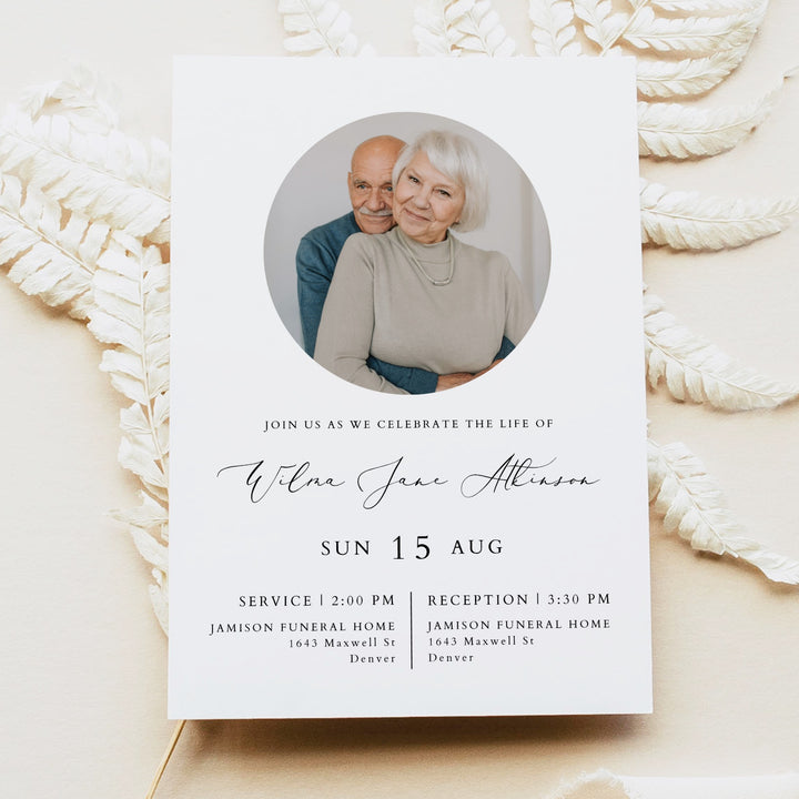 EVELYN Minimalist Memorial Service Announcement with Photo