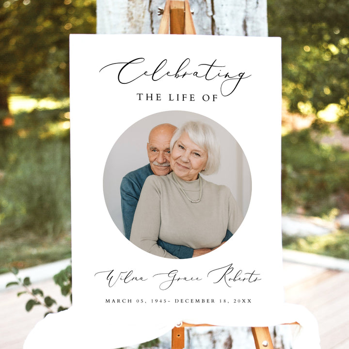 EVELYN Celebrating Life Minimalist Memorial Funeral Welcome Sign