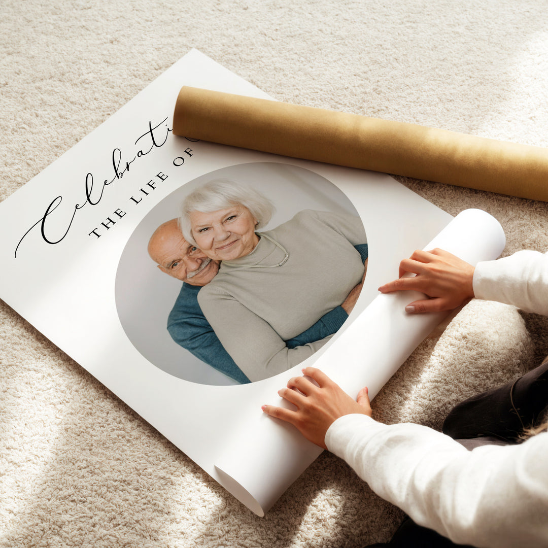 EVELYN Celebrating Life Minimalist Memorial Funeral Welcome Sign