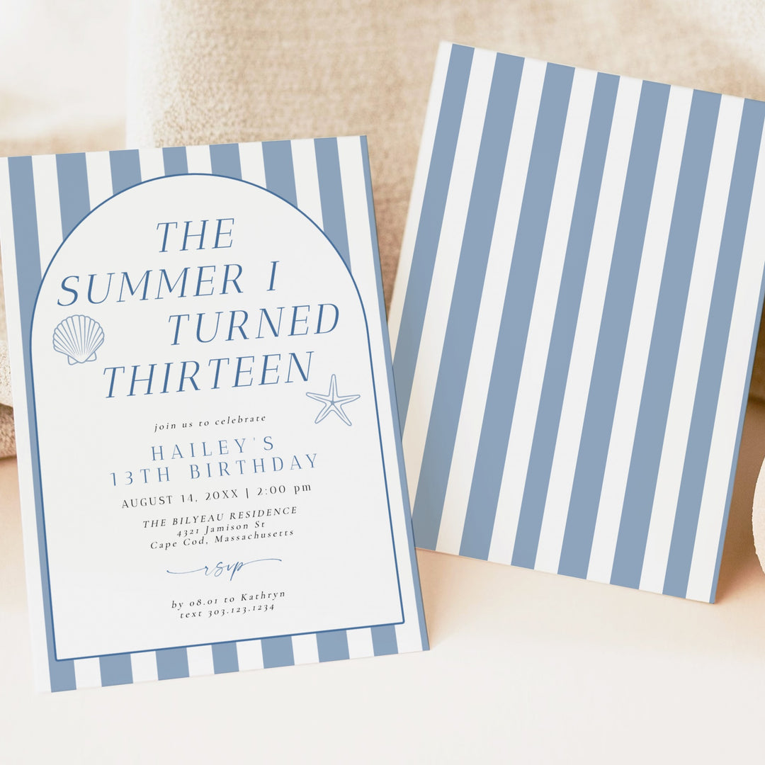 HAILEY The Summer I Turned 13 Thirteenth Birthday Party Invitation