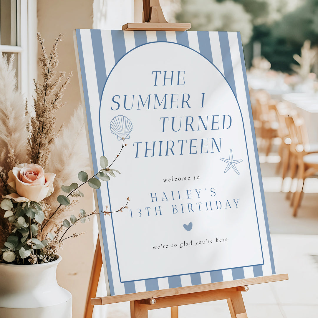 HAILEY The Summer I Turned 13 Thirteenth Birthday Party Welcome Sign