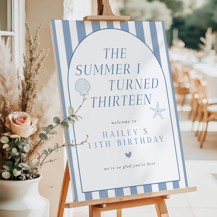 HAILEY The Summer I Turned 13 Thirteenth Birthday Party Welcome Sign
