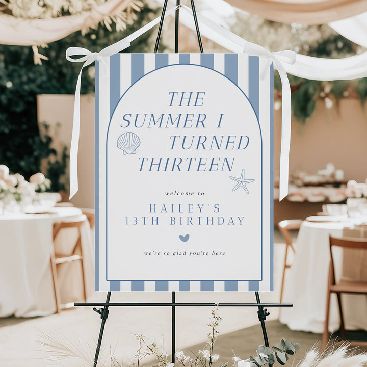 HAILEY The Summer I Turned 13 Thirteenth Birthday Party Welcome Sign