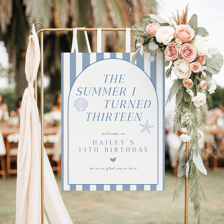 HAILEY The Summer I Turned 13 Thirteenth Birthday Party Welcome Sign
