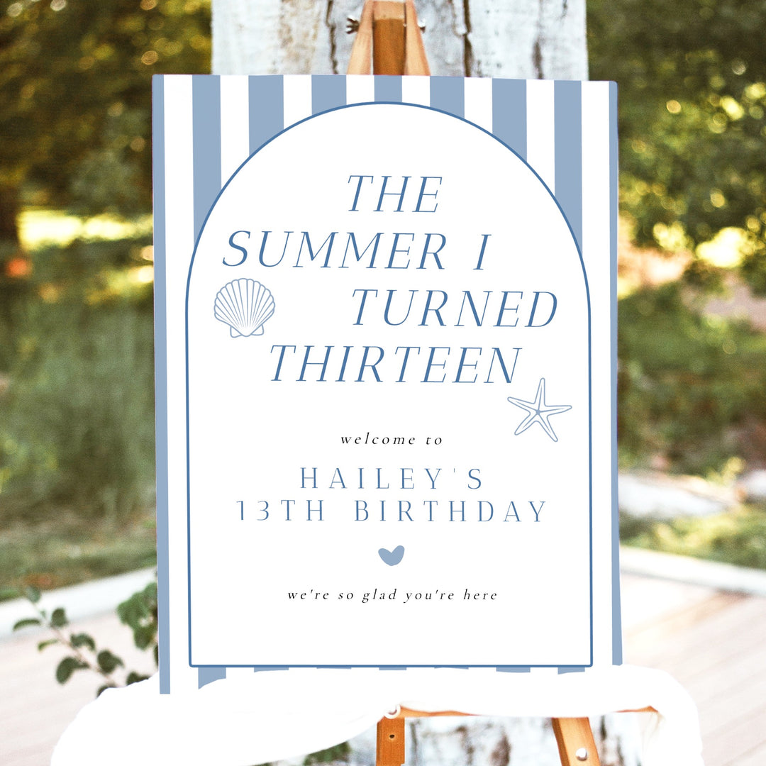 HAILEY The Summer I Turned 13 Thirteenth Birthday Party Welcome Sign