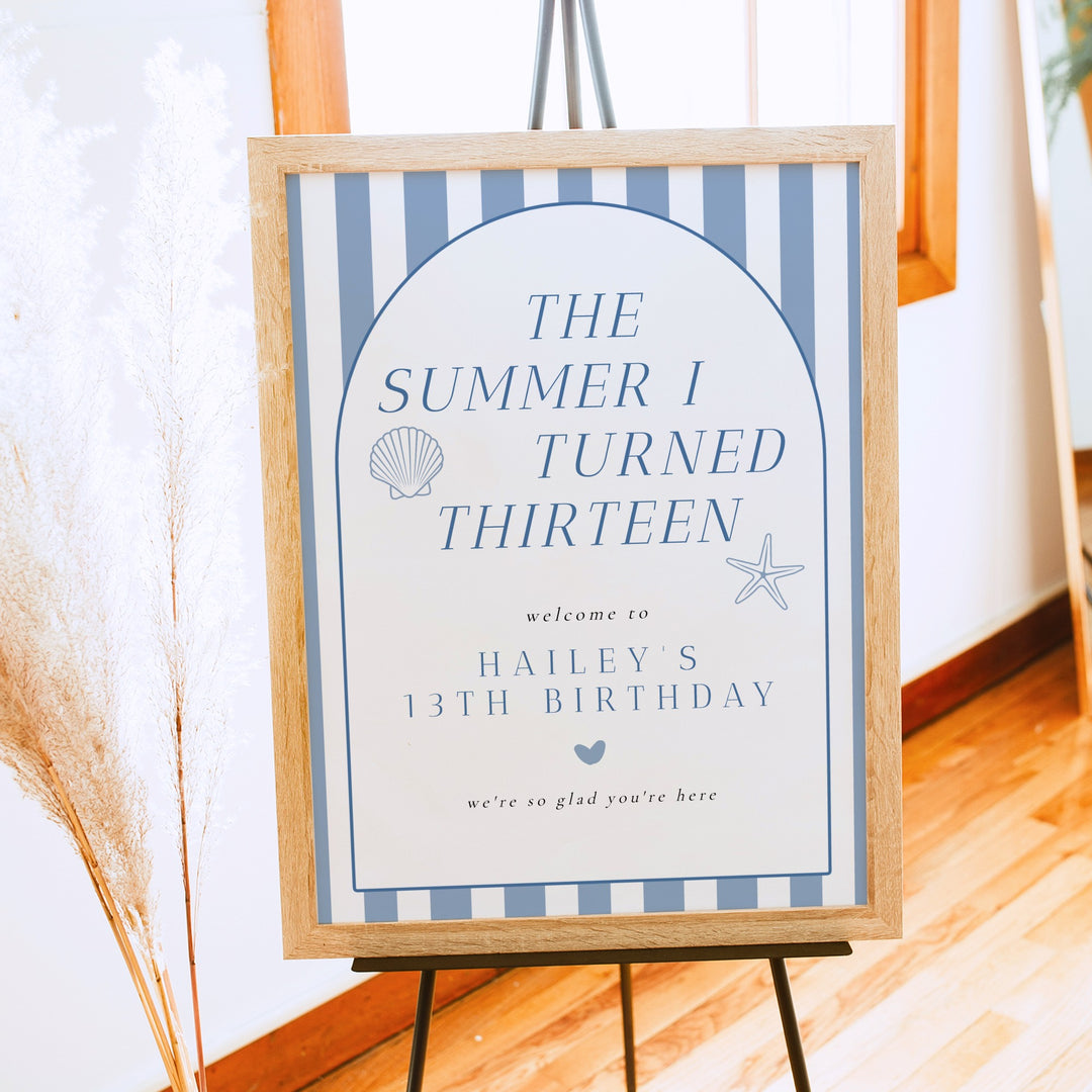 HAILEY The Summer I Turned 13 Thirteenth Birthday Party Welcome Sign