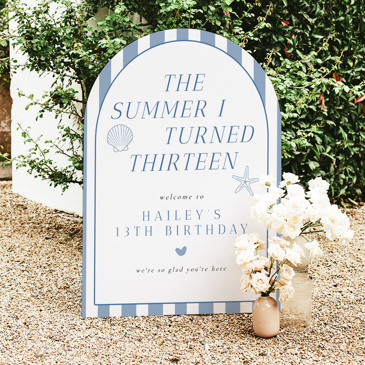 HAILEY The Summer I Turned 13 Thirteenth Birthday Party Welcome Sign