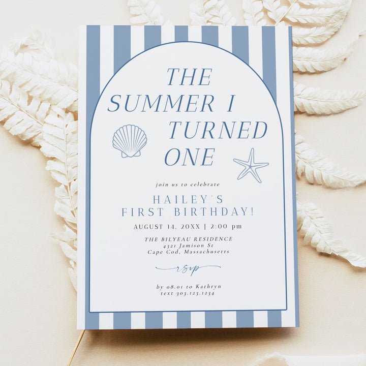 HAILEY The Summer I Turned One First Birthday Party Invitation