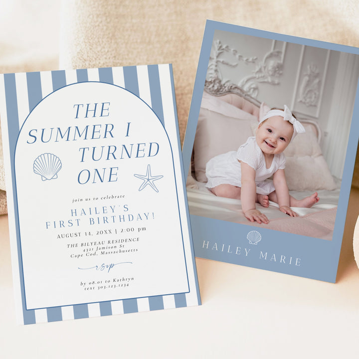 HAILEY The Summer I Turned One First Birthday Party Invitation