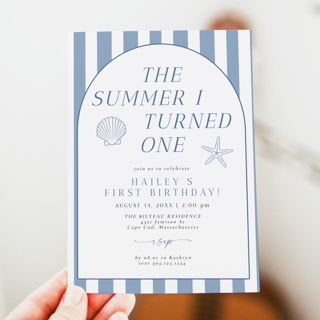 HAILEY The Summer I Turned One First Birthday Party Invitation