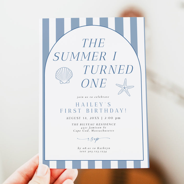 HAILEY The Summer I Turned One First Birthday Party Invitation