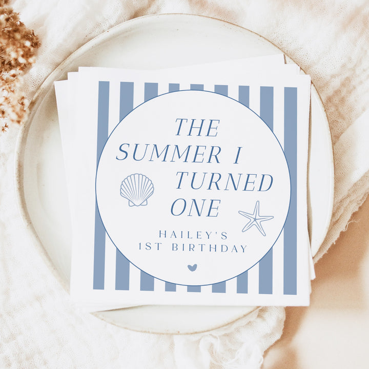 HAILEY The Summer I Turned One First Birthday Party Napkins Personalized